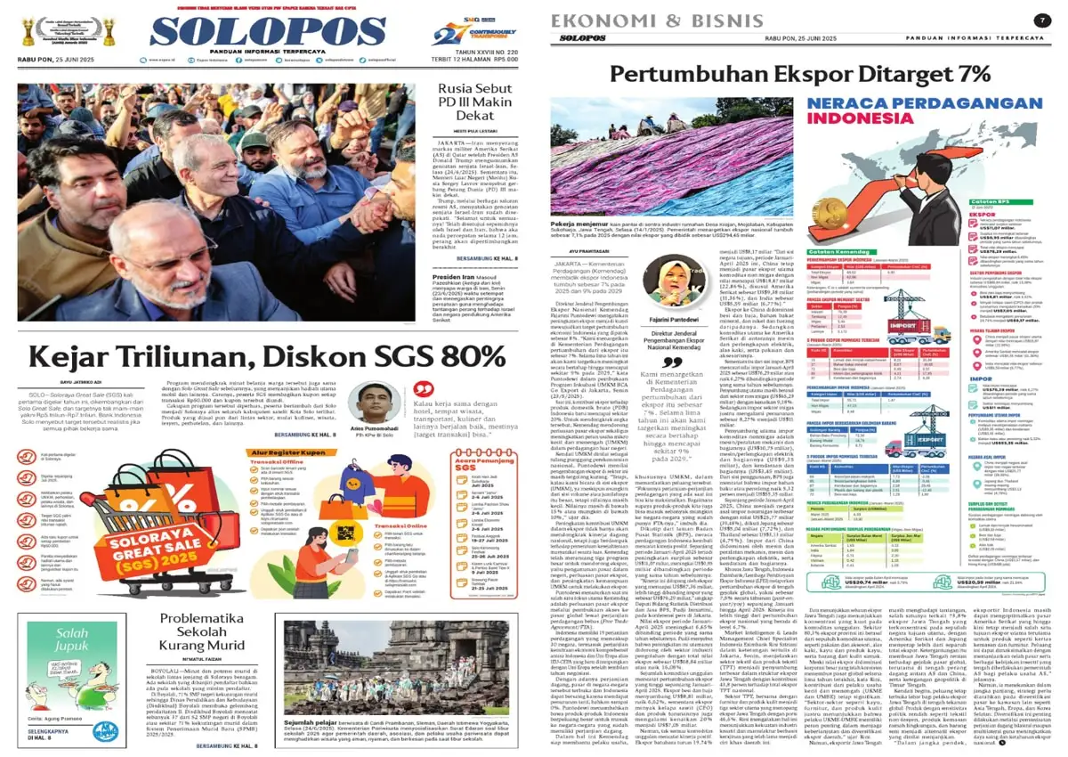 Solopos Hari Ini : Kejar Triliunan, Diskon SGS 80%
