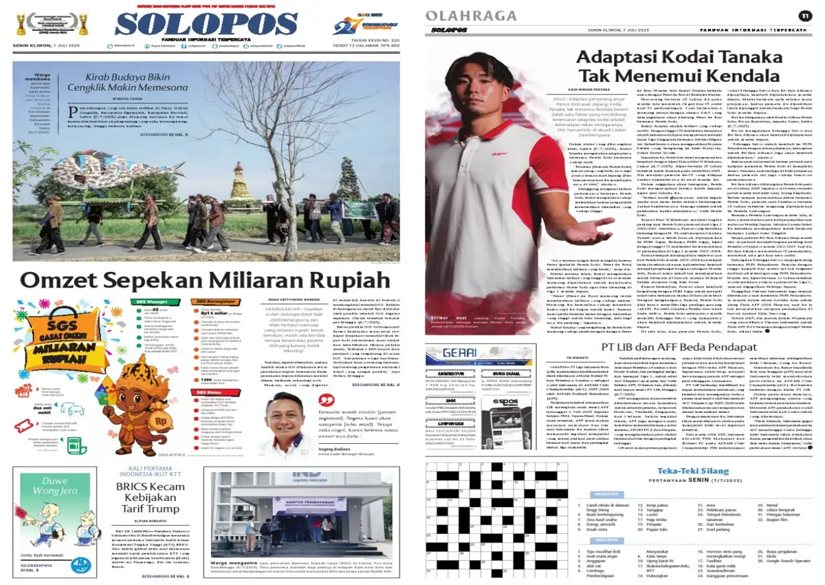 Solopos Hari Ini : Omzet SGS Sepekan Miliaran Rupiah