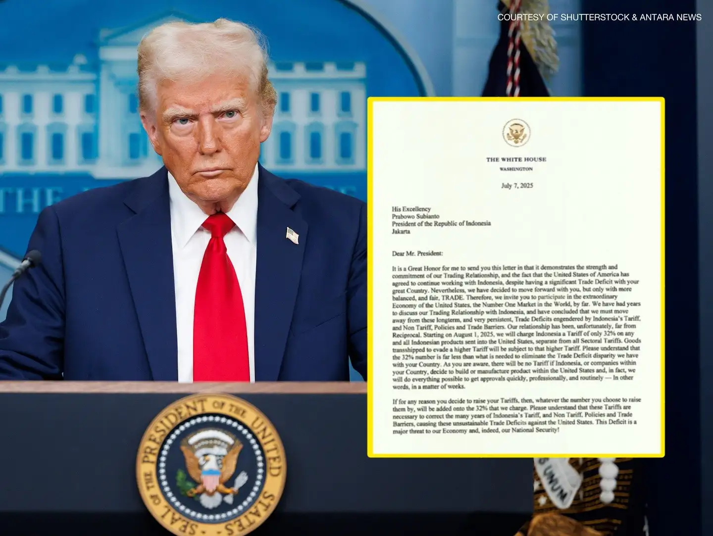 Trump Tetapkan Bea Masuk Barang Indonesia ke AS Masih 32%