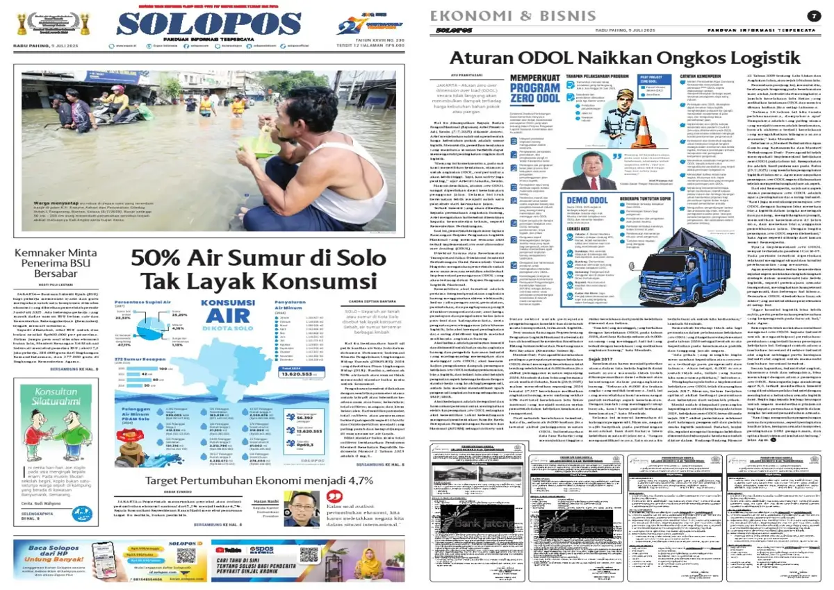 Solopos Hari Ini : 50% Air Sumur di Solo Tak Layak Konsumsi