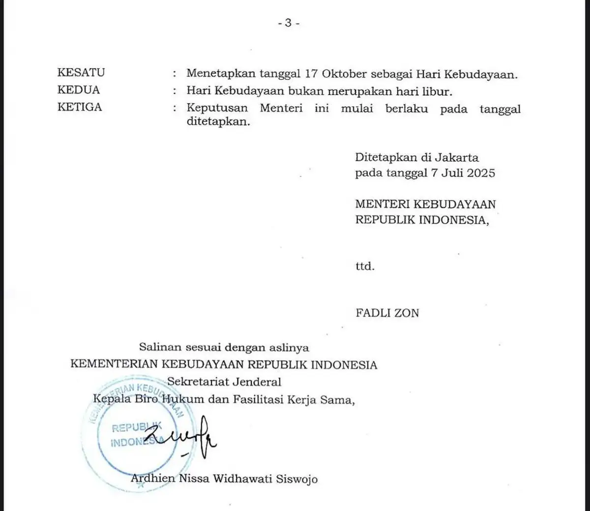 Bertepatan Tanggal Lahir Prabowo, Fadli Zon Tetapkan 17 Oktober Hari Kebudayan