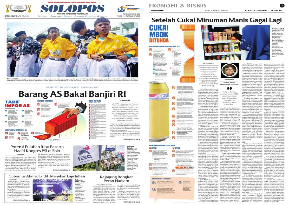 Solopos Hari Ini : Barang AS Bakal Banjiri RI