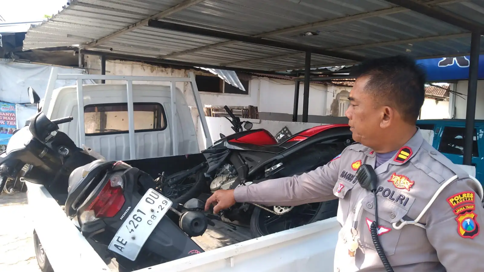 Vixion Tabrak Beat di Maospati Magetan, Satu Pengendara Patah Tulang