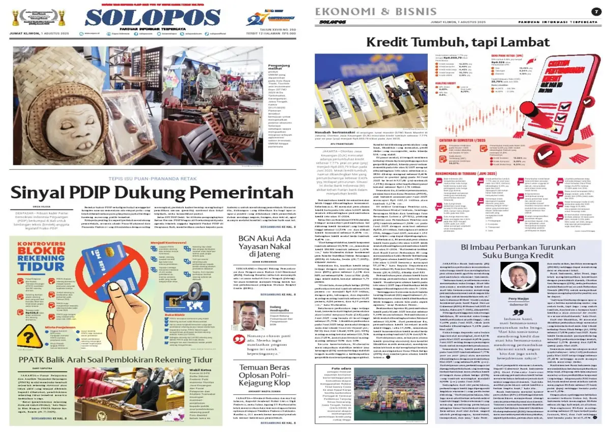 Solopos Hari Ini : Sinyal PDIP Dukung Pemerintah