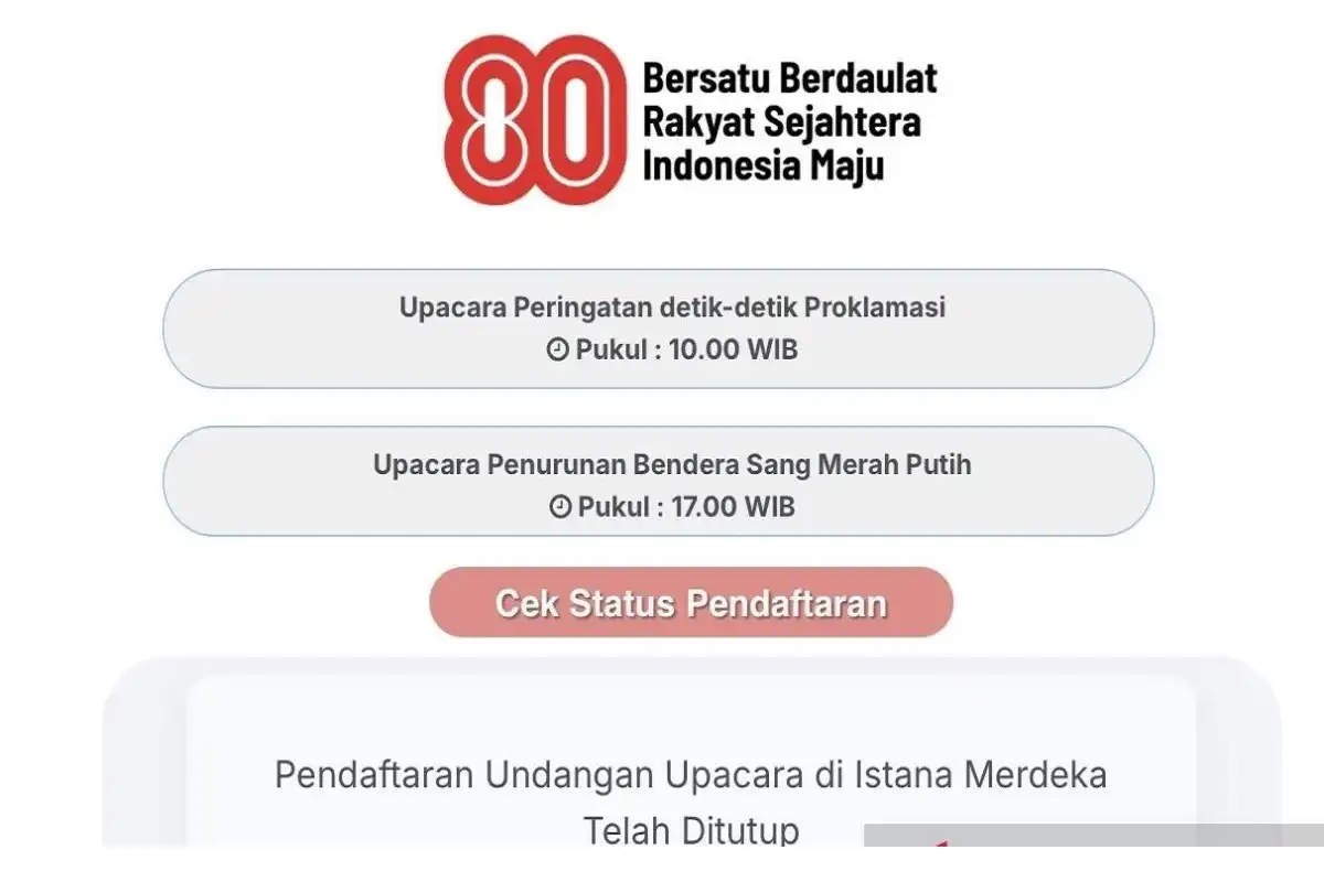 1 Jam Dibuka, Link Pendaftaran Peserta Upacara HUT ke-80 RI di Istana Penuh