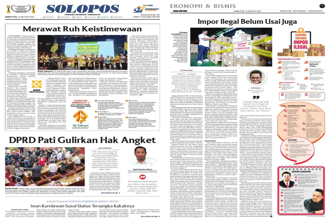 Solopos Hari Ini : DPRD Pati Gulirkan Hak Angket