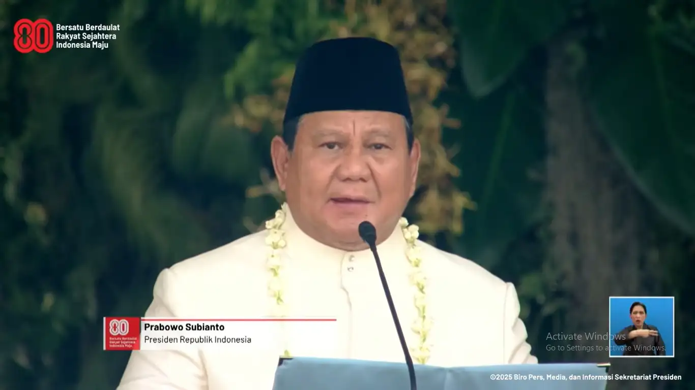 Presiden Prabowo Pakai Baju Adat Demang Khas Betawi di Upacara HUT ke-80 RI