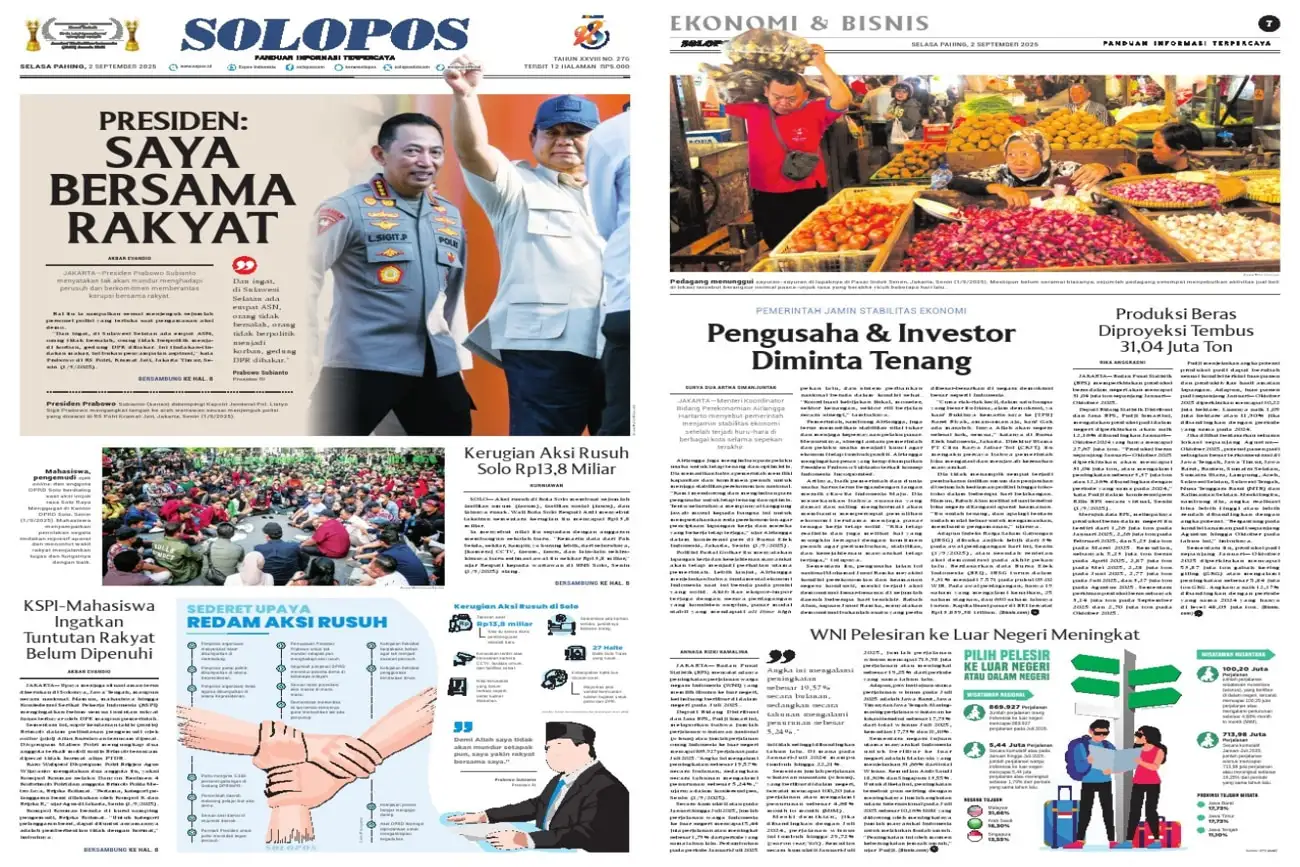 Solopos Hari Ini : PRESIDEN: SAYA BERSAMA RAKYAT