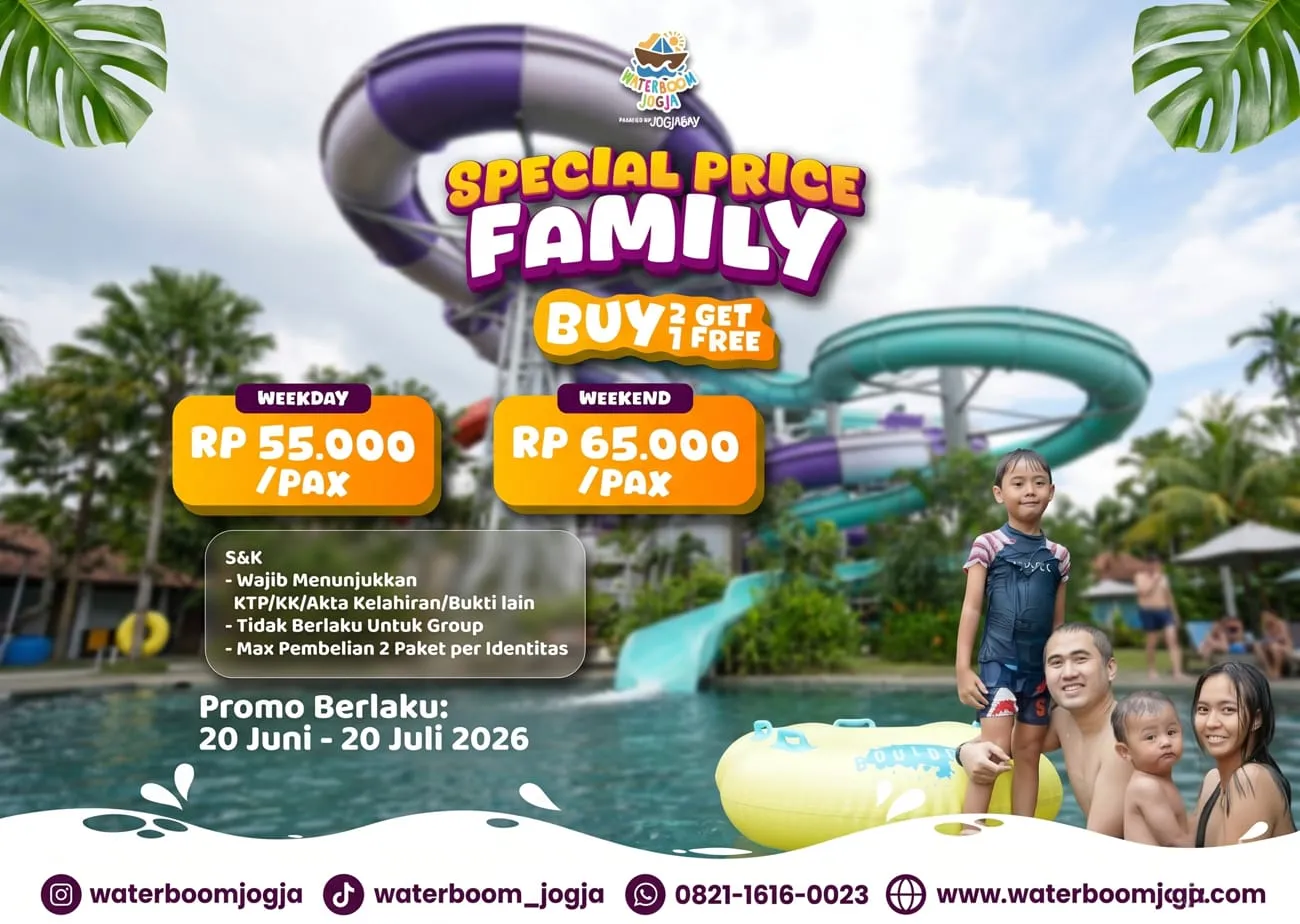 Liburan Keluarga Makin Hemat, Waterboom Jogja Hadirkan Promo Buy 2 Get 1 Free