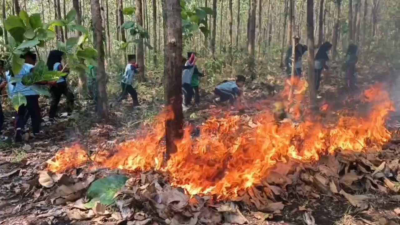 Cegah Karhutla, Siswa di Juwangi Boyolali Belajar Padamkan Kebakaran Hutan
