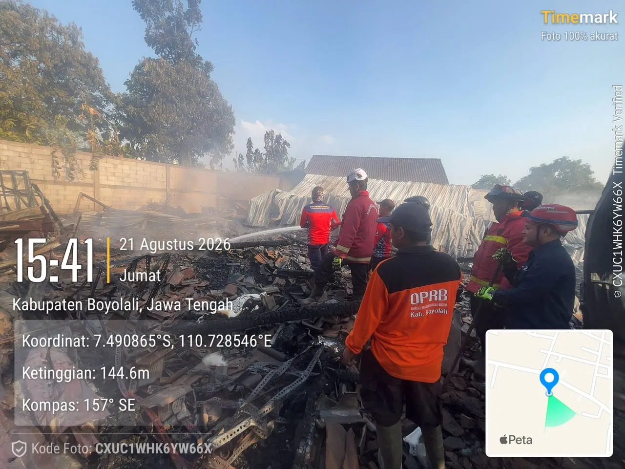 Gudang Barang Bekas di Ngemplak Boyolali Terbakar, Kerugian Capai Rp100 Juta