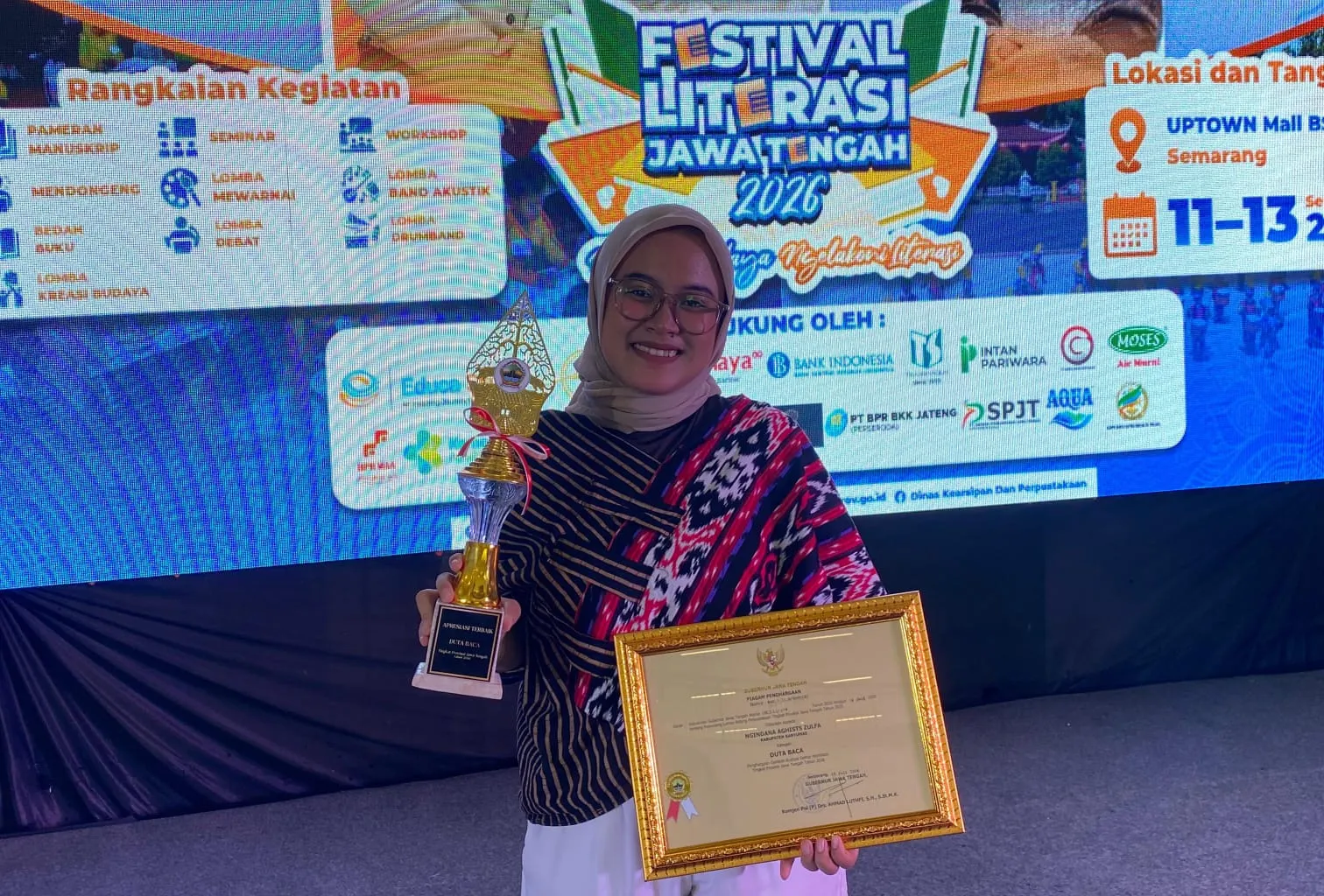Mahasiswa Mazawa UIN Saizu Raih Penghargaan Duta Baca Jawa Tengah 2026