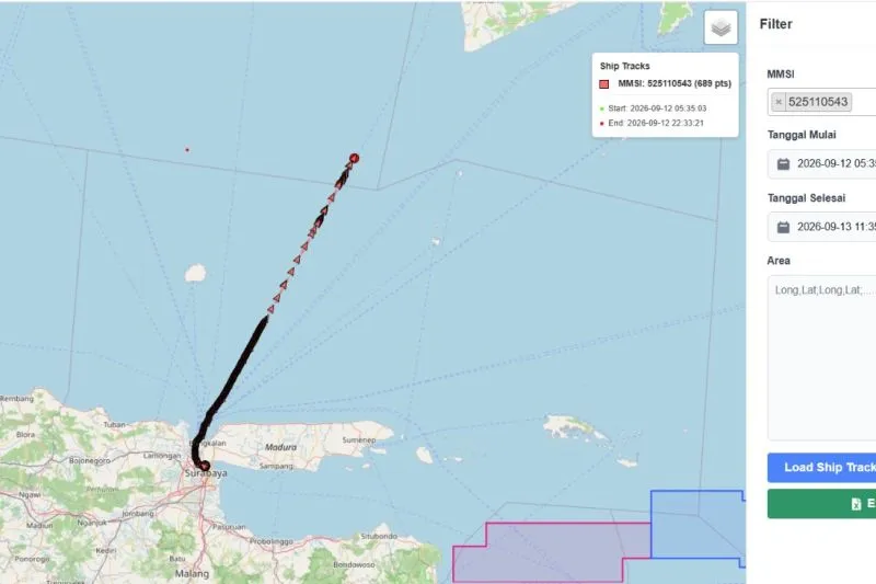 Sistem AISITS Catat Jejak Terakhir KM Virgo di Selat Madura