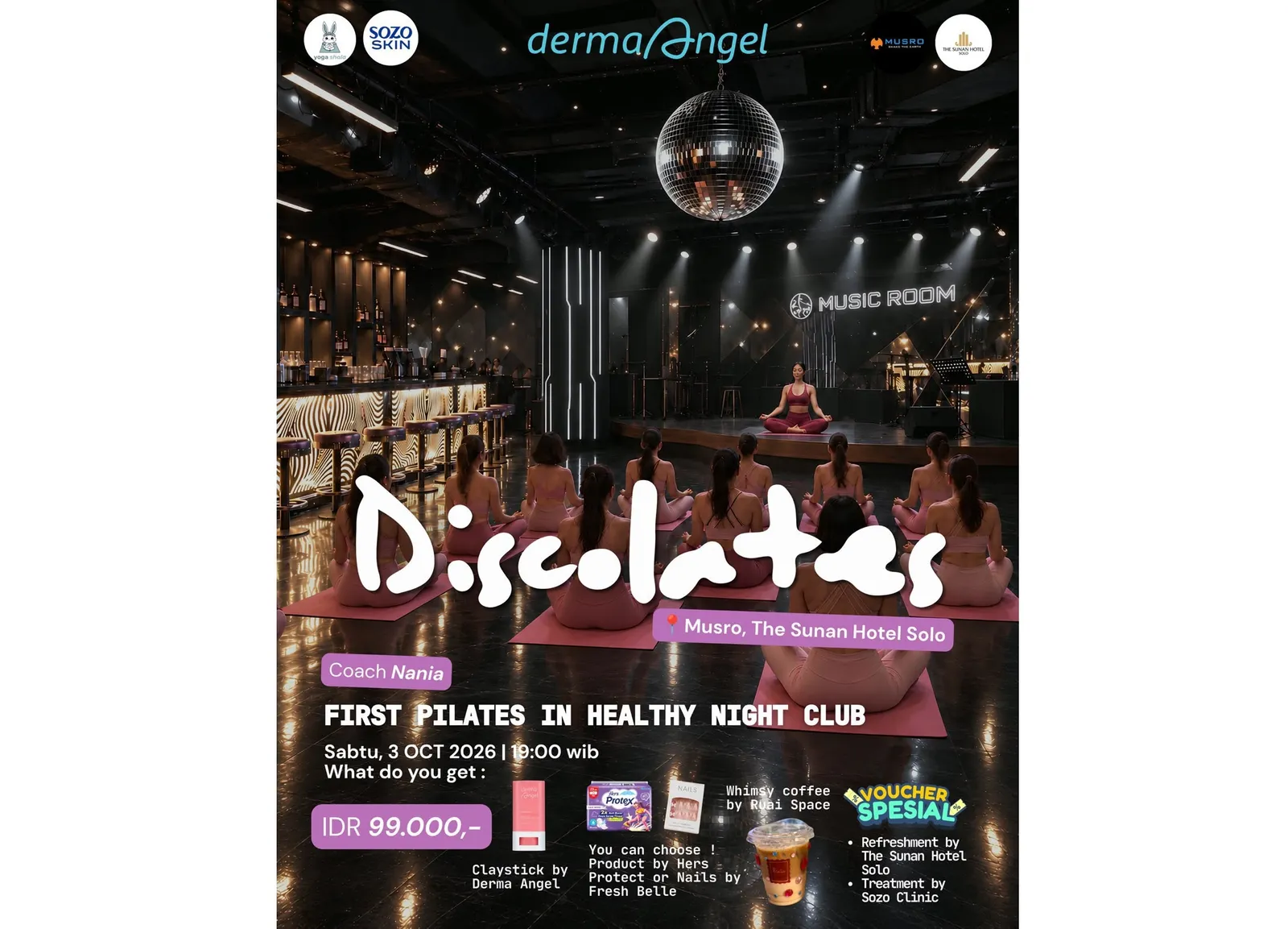 Bukan Clubbing, Yogashala & The Sunan Hotel Hadirkan Disco Pilates di Solo